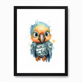 Watercolour Jungle Animal Baby Macaw 2 Art Print