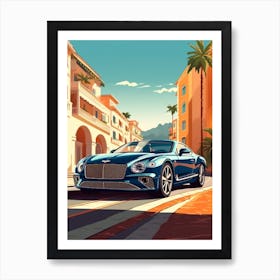 A Bentley Continental Gt In French Riviera Car Illustration 4 Art Print