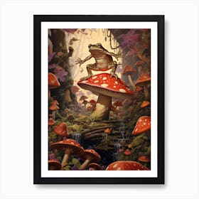 Mystical Mushroom Wood Frog 3 Art Print