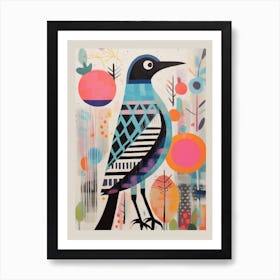 Colourful Scandi Bird Grey Plover 1 Art Print