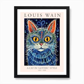 Louis Wain, A Cat In Gothic Style, Blue Cat Poster 3 Art Print