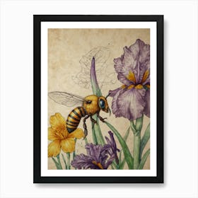 Bee And Iris 1 Art Print