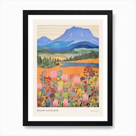 Mount Katahdin United States 1 Colourful Mountain Illustration Poster Art Print