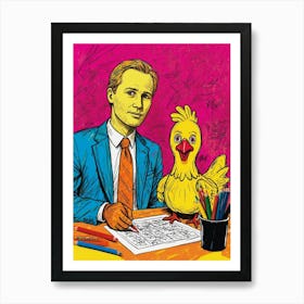 Man And A Chicken Canvas Print Art Print