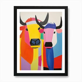 Colourful Kids Animal Art Buffalo Art Print