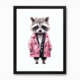 Pink Raccoon Illustration 1 Art Print