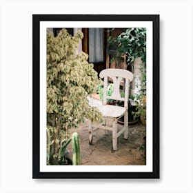 White Chair in garden // Ibiza Travel Photography Art Print