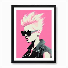 Pink Punk Revolution: Minimalist Expression Art Print