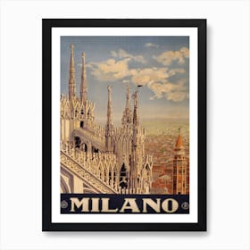 Milan Vintage Travel Poster Art Print