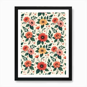 Classic Floral Symmetry Art Print