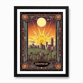 Sao Paulo, Brazil, Tarot Card Travel  Line Art 2 Art Print