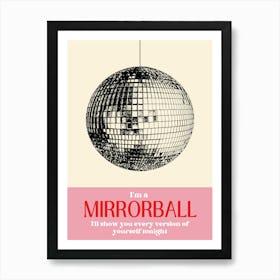 Mirrorball Lyrics Retro Disco Ball Art Print