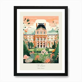 The Louvre   Paris, France   Cute Botanical Illustration Travel 0 Poster Art Print