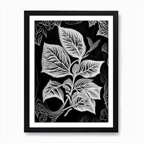 Apple Leaf Linocut 1 Art Print