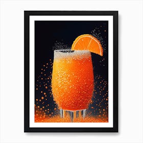 Orange Crush Pointillism Cocktail Poster Art Print
