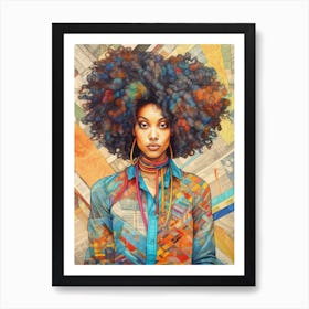 Afro Fashionista Pencil Drawing 4 Art Print