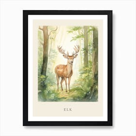 Beatrix Potter Inspired  Animal Watercolour Elk 2 Art Print