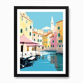 Rovinj, Croatia, Flat Pastels Tones Illustration 4 Art Print