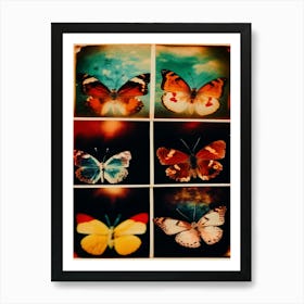 Double Exposure Butterflies Polaroid Picture Art Print