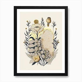 Beehive With Flowers 8  Vintage Art Print