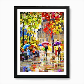 People In The Rain Art Print