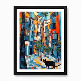 Painting Of Barcelona With A Cat 3 In The Style Of Matisse Art Print