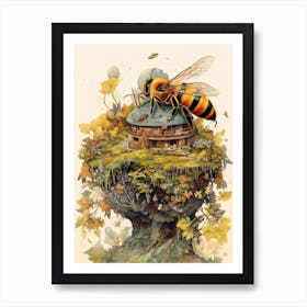 Giant Resin Bee Beehive Watercolour Illustration 2 Art Print
