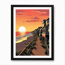 Outer Banks North Carolina, Usa, Flat Illustration 4 Art Print