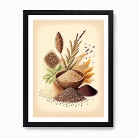 Sesame Seeds Spices And Herbs Retro Drawing 4 Art Print