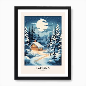 Winter Night  Travel Poster Lapland Finland 2 Art Print