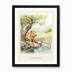 Beatrix Potter Inspired  Animal Watercolour Capybara 1 Art Print