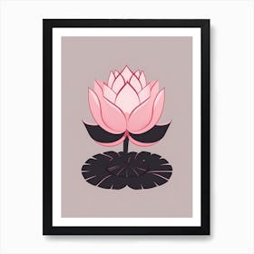 A Pink Lotus In Minimalist Style Vertical Composition 80 Art Print