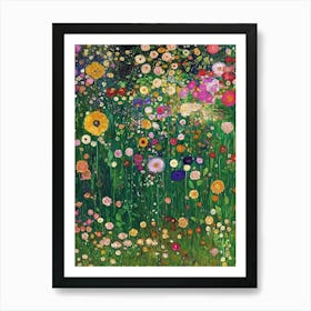 Gustav Klimt Wild Flower Garden Vintage  Art Print