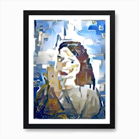 Woman In A Blue Dress Art Print