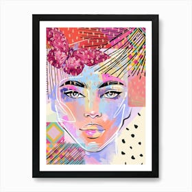 Woman With A Butterfly Art Print