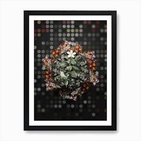 Vintage Gardenia Flower Wreath on Dot Bokeh Pattern n.0692 Art Print