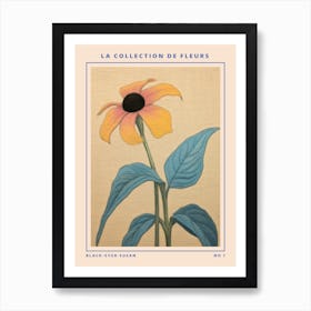 Black Eyed Susan French Flower Botanical Poster Art Print