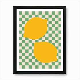 Lemons On A Checkered Table Art Print