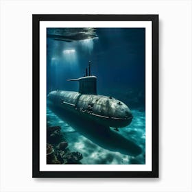 Submarine In The Ocean -Reimagined 10 Art Print