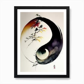 Repeat 1 Yin And Yang Japanese Ink Art Print