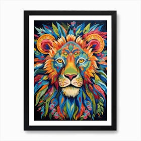 Lion Art Painting Outsider Style 2 Art Print