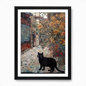 Painting Of Marrakech With A Cat In The Style Of William Morris 4 Art Print