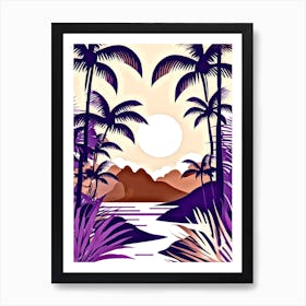 Tropical Landscape With Palm Trees Art Print