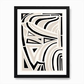 Abstract Irregular Shapes In Cream Black Off White Art Print