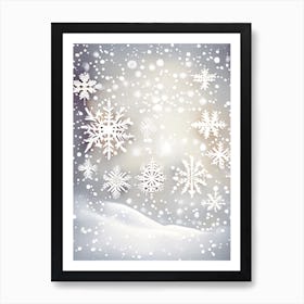 Snowfall, Snowflakes, Neutral Abstract 1 Art Print