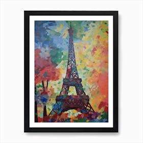 Eiffel Tower Paris France David Hockney Style 18 Art Print