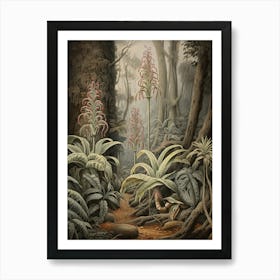 Vintage Jungle Botanical Illustration Vanilla Orchid 3 Art Print