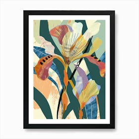 Colourful Flower Illustration Flax Flower 4 Art Print