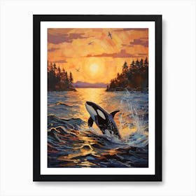 Orca Whale Impasto Painting Art Print