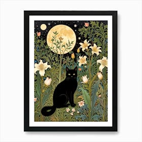 William Morris Black Cat In The Moonlight 20 Art Print